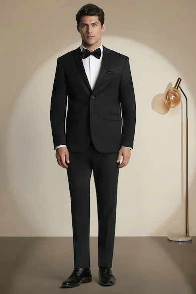 Men Black Solid Formal Two Piece Suit (XS)